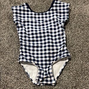 Blue and White Checkered Bodysuit